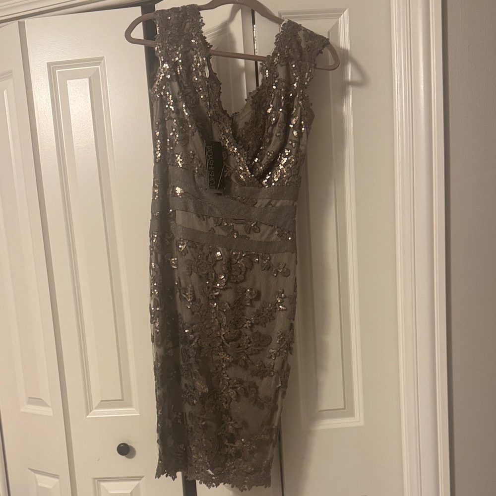 Tadashi Shoji Silver Sequin Dress
